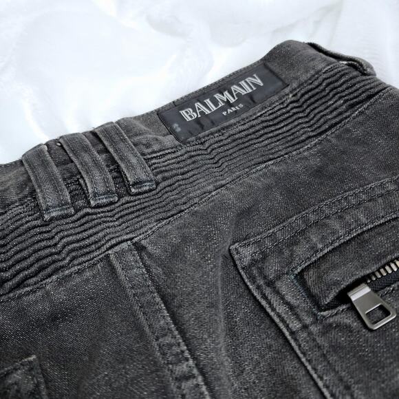 Balmain Distressed Biker Gray Denim Jeans size 30 - Picture 7 of 7